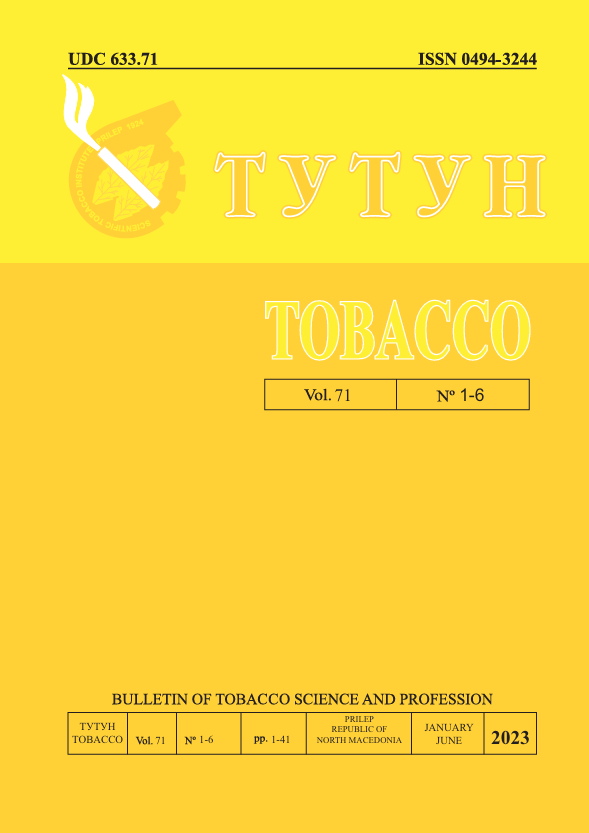 					View Vol. 71 No. 1-6 (2023): Tutun/Tobacco
				